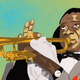 Dibuix digital titulat “Louis Armstrong”, de la col·lecció Retrats. Agost 2019. Eugènia Carrasco, escriptora i dubixant. Dibuixos personalizats i llibres