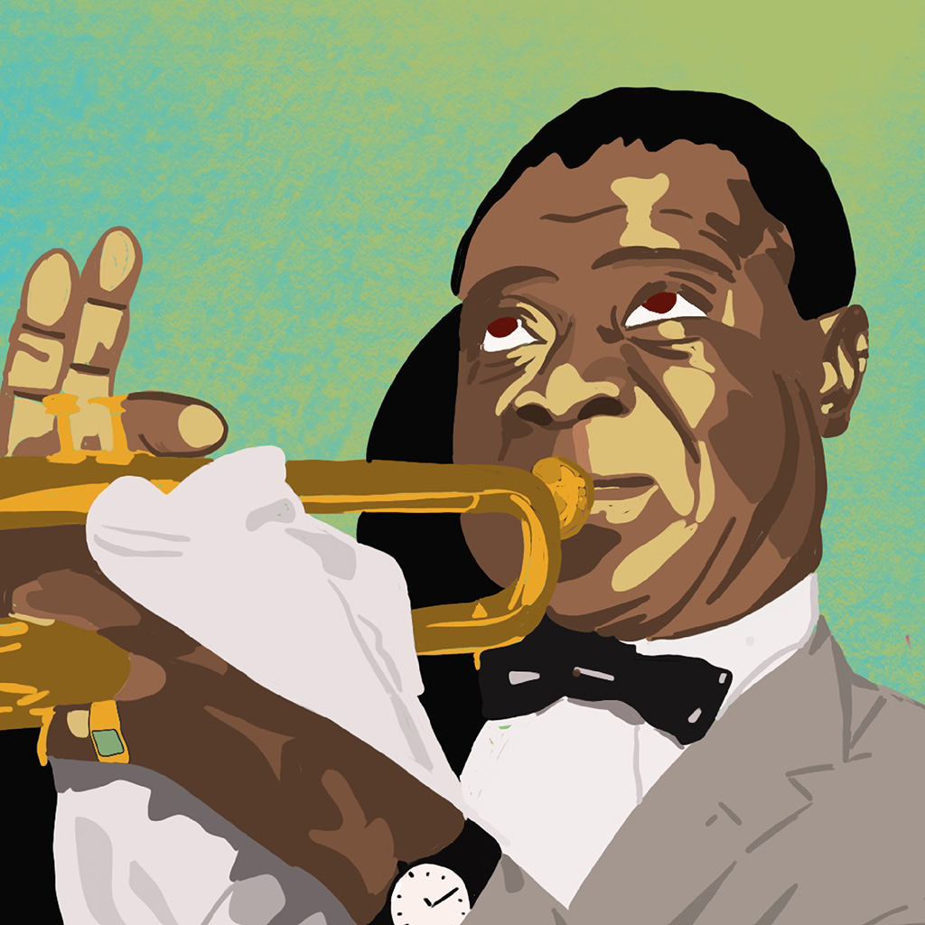 Dibuix "Louis Armstrong". Dibuix a la portada de la web