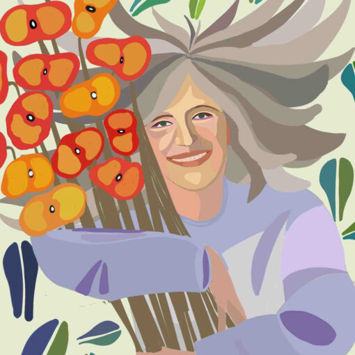 Dibujo “Flors”. Imagen destacada de la entrada del blog de Eugènia Carrasco, escritora y dibujante